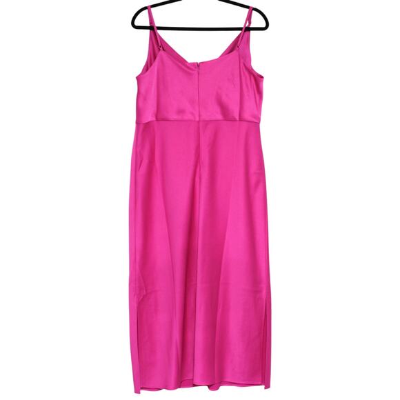 BHLDN Anthropologie Cali Satin Cowl-Neck Midi Slip Dress Pink Raspberry Size 16W - Picture 6 of 7